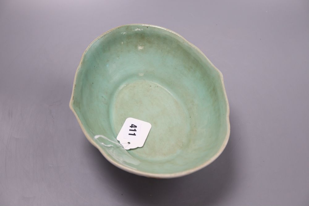 A Chinese famille rose lozenge bowl, length 26cm